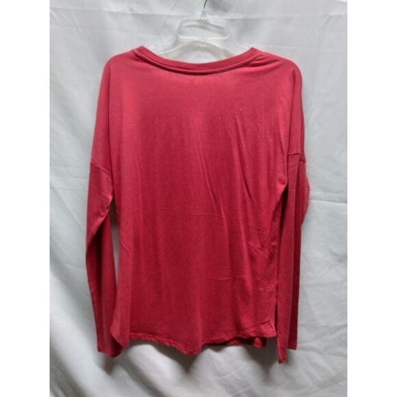 New Top of the World Red Long sleeve t-shirt with silkscreened American flag Med - Picture 2 of 3